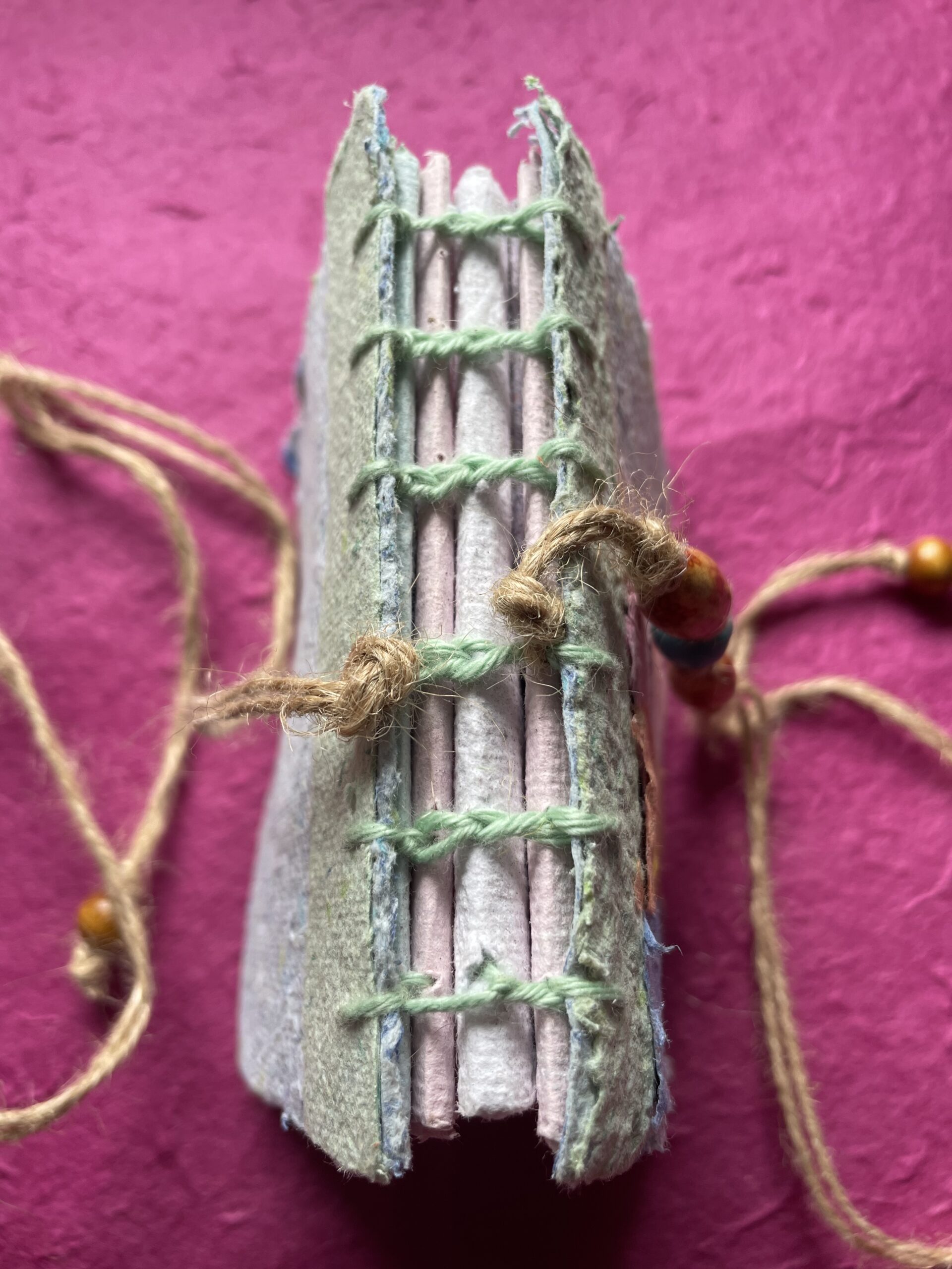 Coptic stich on Moonrise handmade paper journal