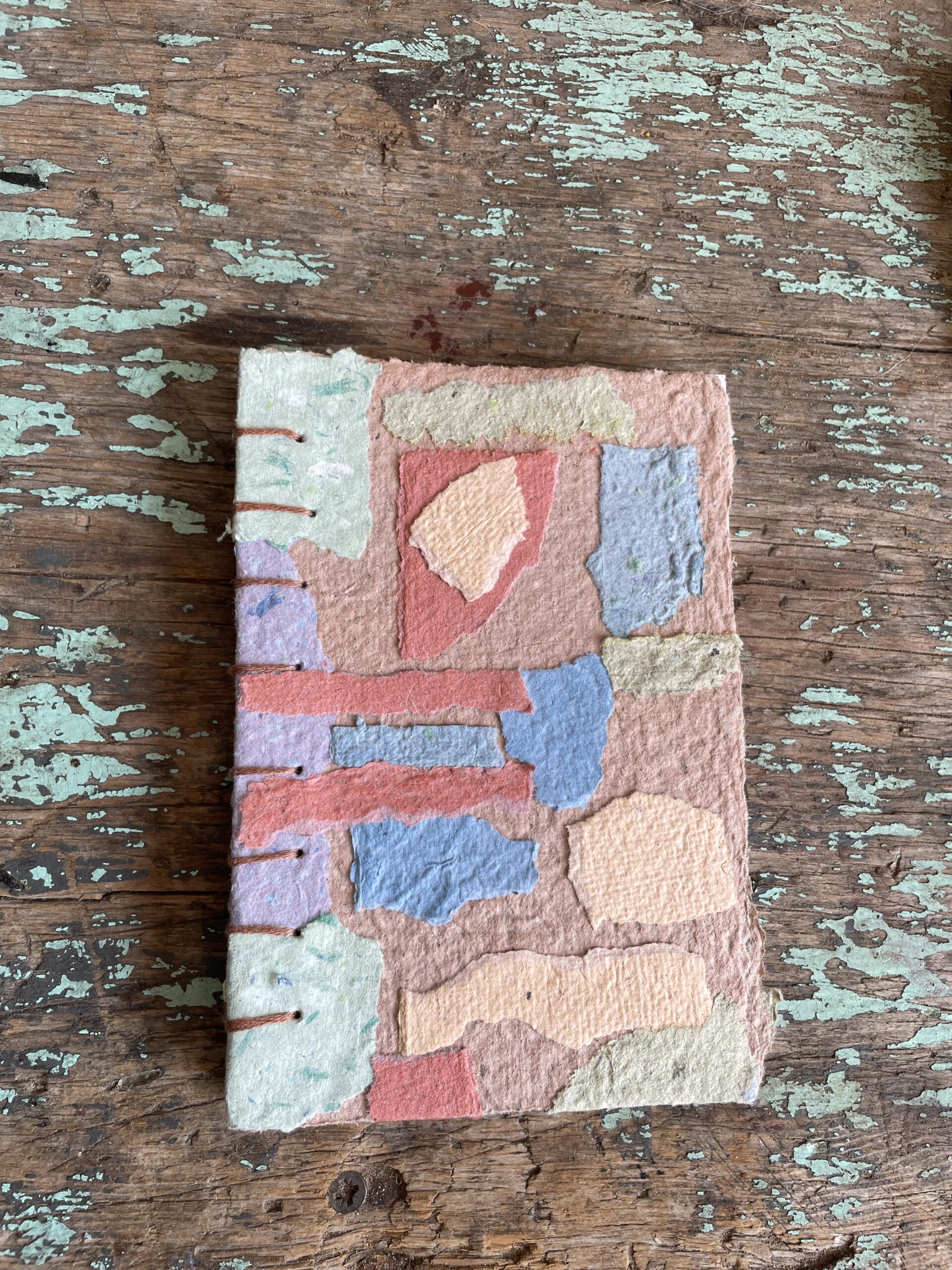 Sea Glass handmade paper notebook with coptic binding