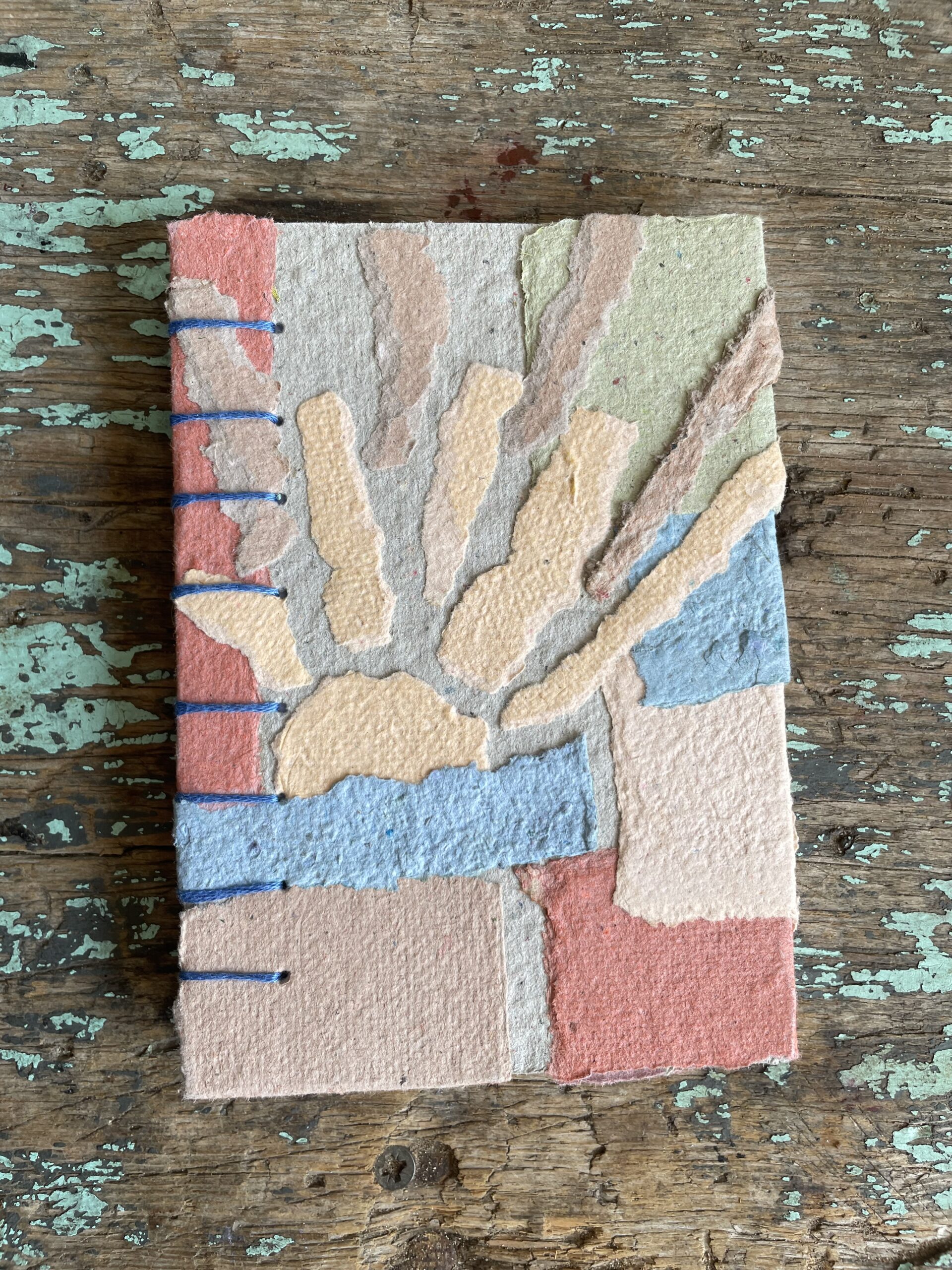 Sun and Sand Handmade paper collage notebook