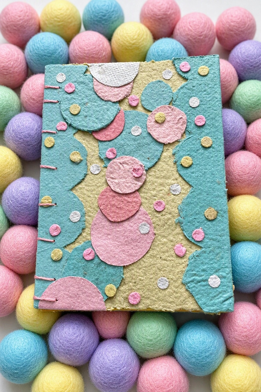 Pistachio Fizz — Handmade Paper Collage Notebook