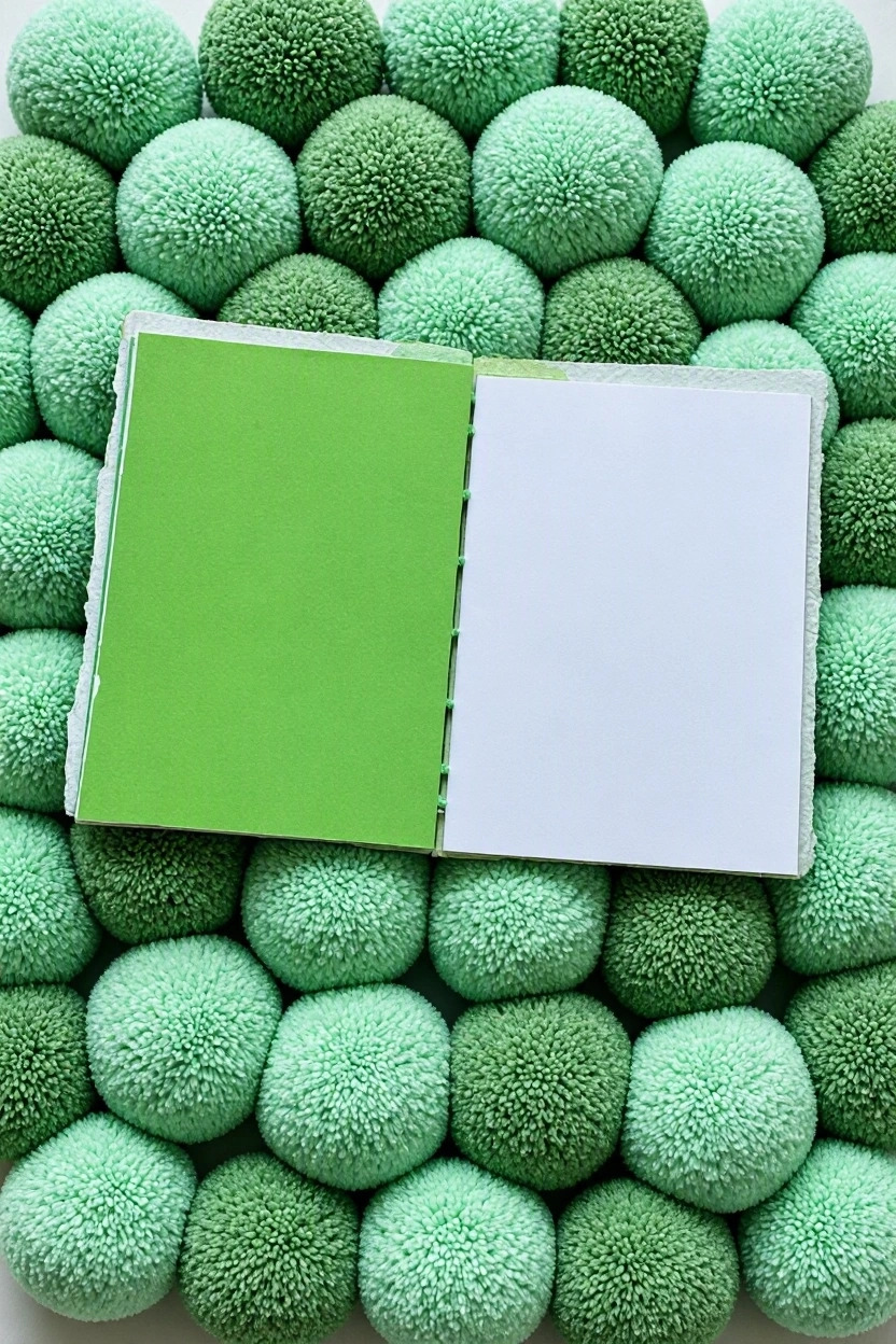 Mint Julep Handmade Paper Collage Notebook Open inside pages