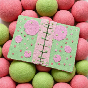Melon Pop Handmade Paper Collage Notebook open covers