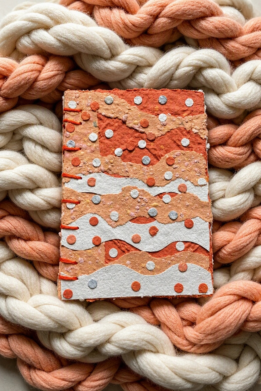 Peach SXwirl Handmade Collage Notebook