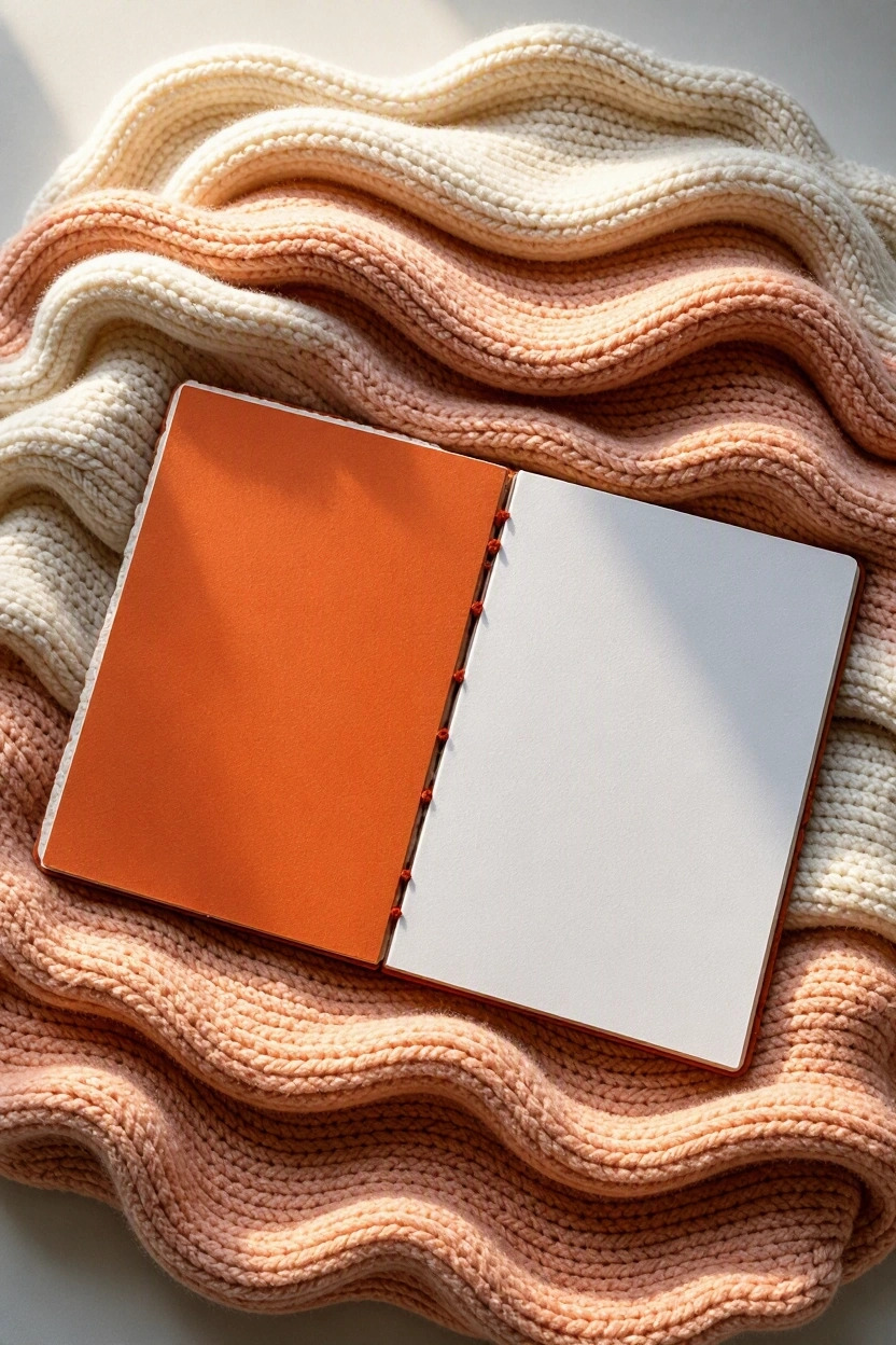 Peach Swirl Handmade Collage Notebook Coptic Stitch binding Inside pages