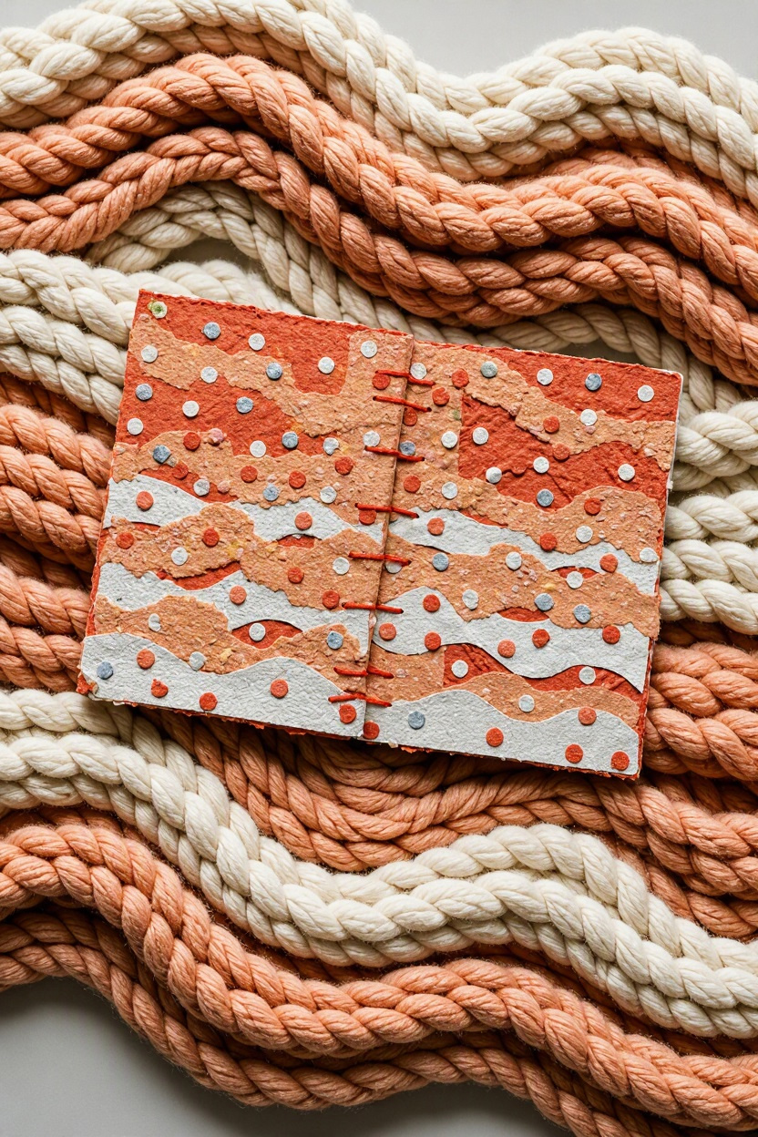 Peach Swirl Handmade Collage Notebook