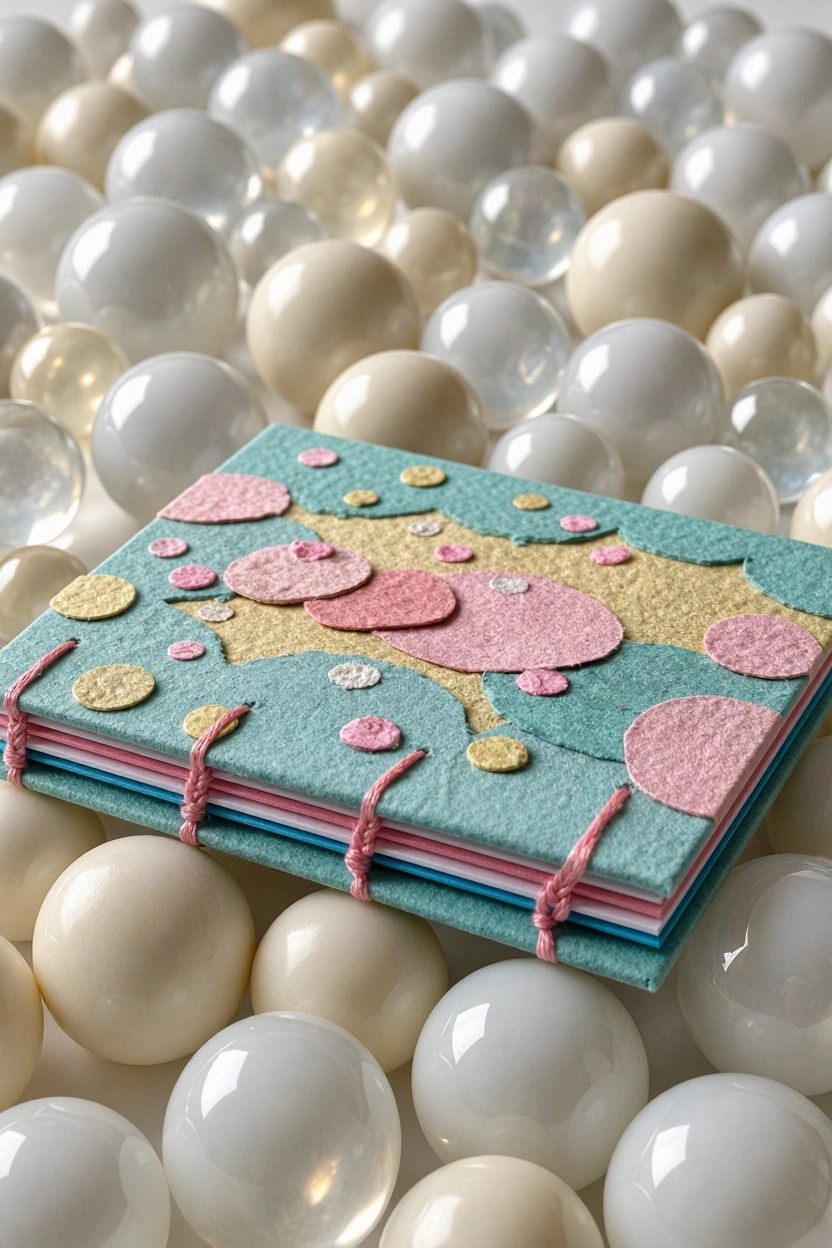 Vanilla Cloud Handmade Paper Collage Notebook Side View