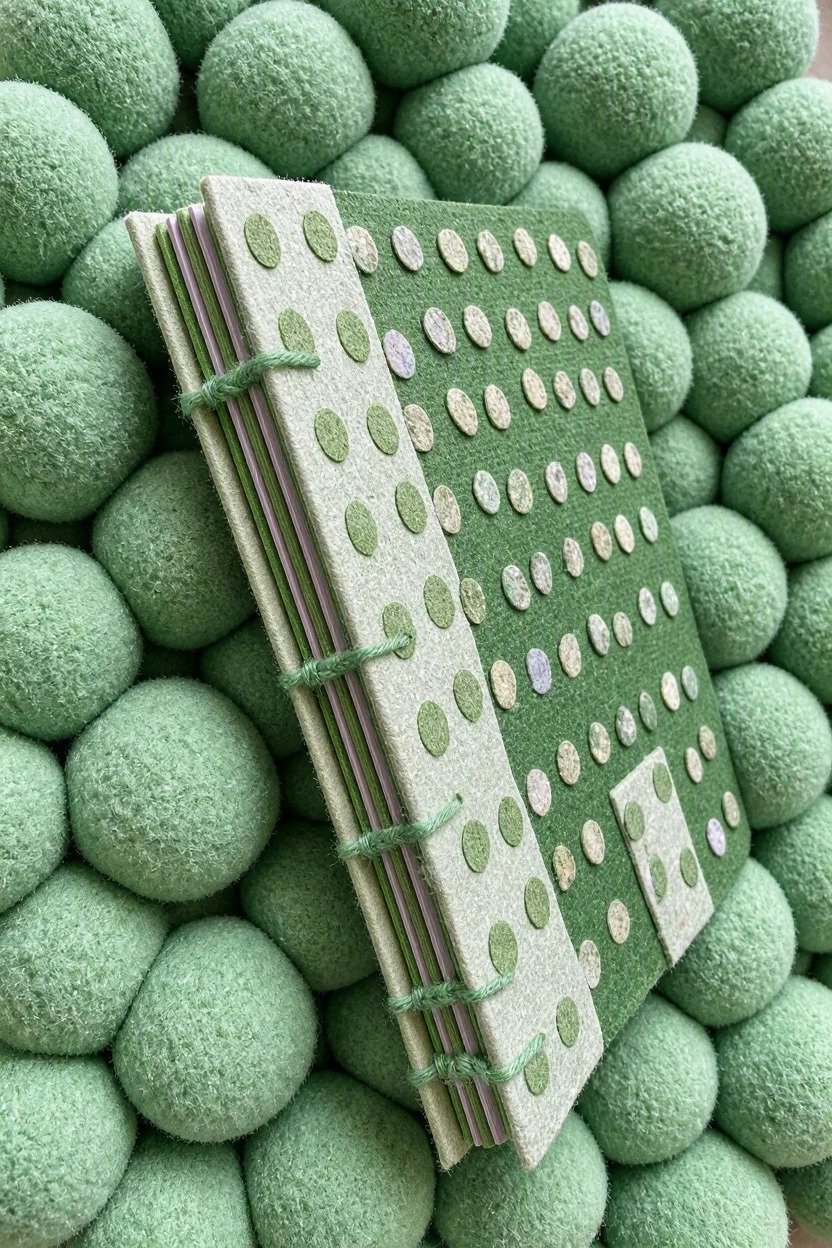 Mint Julep Handmade Paper Collage Notebook Side View