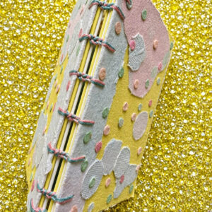 Lemon Cream Handmade Paper Collage Notebook Coptic Stitch