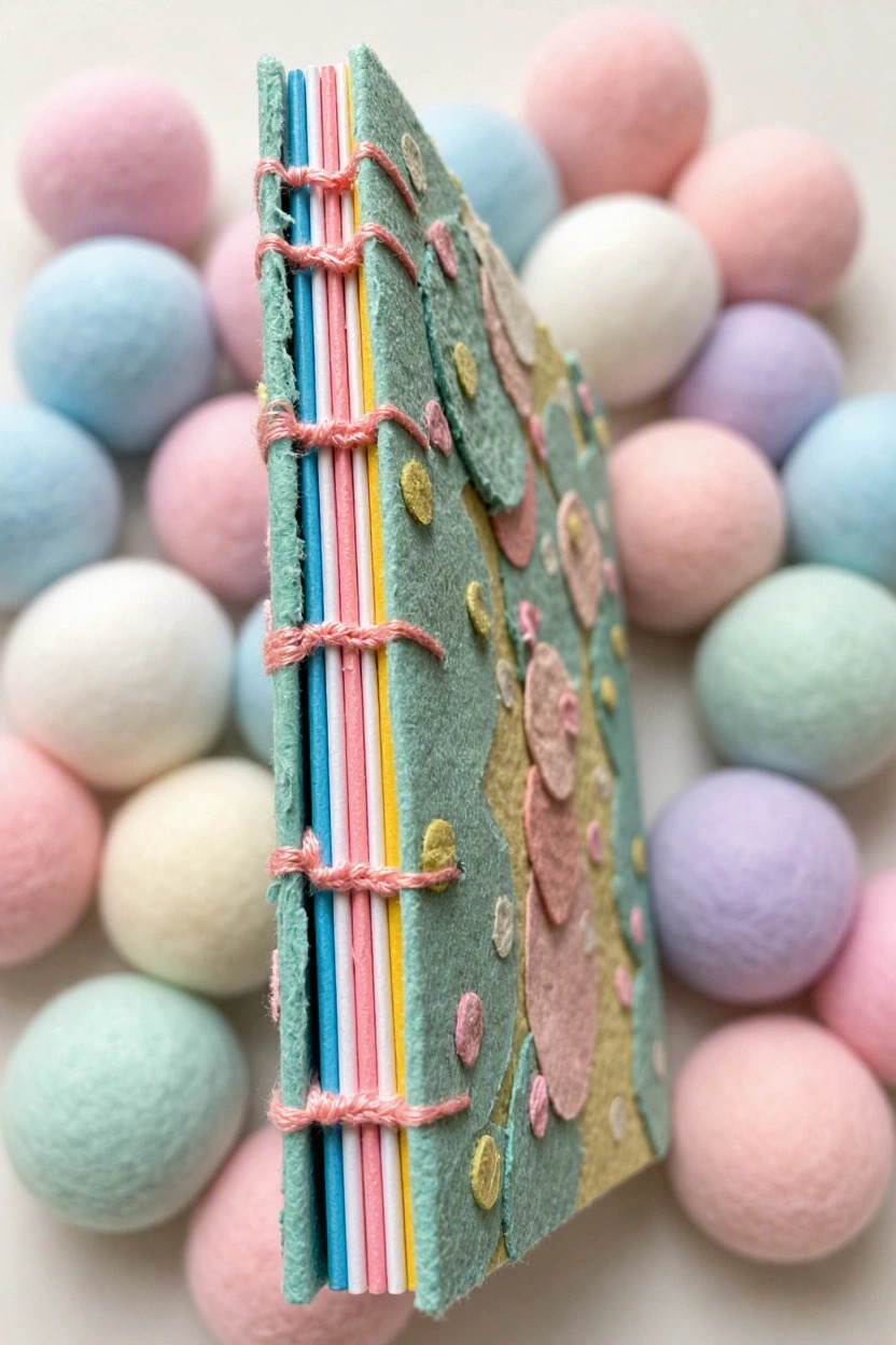 Coptic Stitch book binding on Pistachio Fizz handmade paper notebook