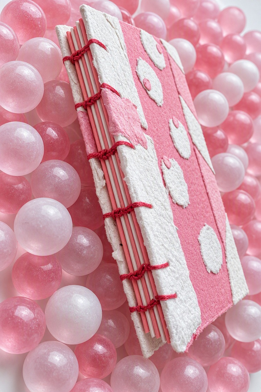 Sugar Rush Handmade paper Collage Notebook Side View