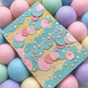 Pistachio Fizz recycled handmade paper collage notebook front and back cover