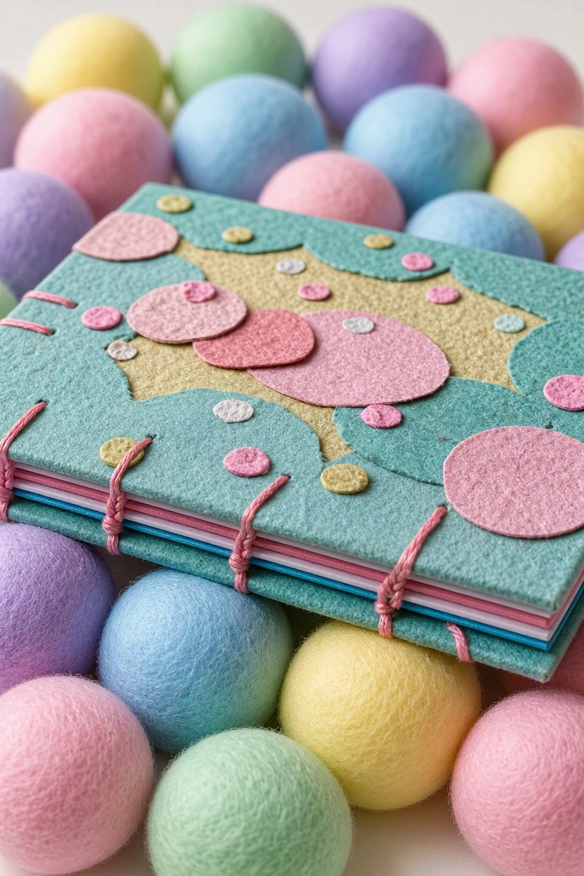 Side view of coptic stitch binding on Pistachio Fizz handmade paper notebook